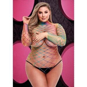 🦋B2G1🦋LAPDANCE Industrial Net Rainbow Teddy Lingerie | ONE SIZE QUEEN |